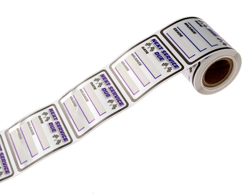 SBlabels Checkered Flag Oil Change Service Reminder Stickers / 250 Clear Window Automotive Mechanic Maintenance Due Labels / 2" x 2" Square Auto Vehicle Repair Shop Sticker Reminders/Made in The USA - Image 3